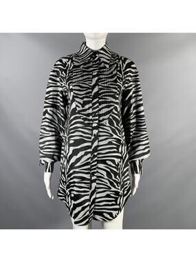 PRABAL GURUNG Size S Black Silver Animal Print Long Shirt